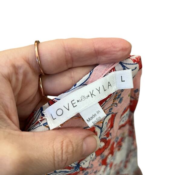 Love Kyla Boho Dress M/L Floral Patchwork Mini Tiered Flowy Colorful Vacation - Picture 7 of 11